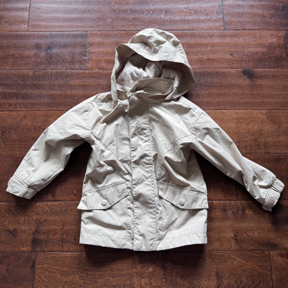 Cat & Jack Kids Tan Hooded Windbreaker Jacket Khaki 3T